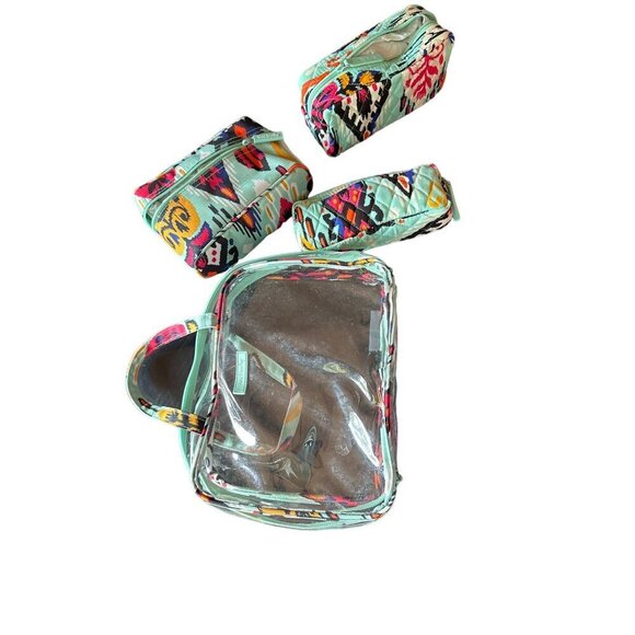 Vera Bradley Iconic Travel Cosmetic Set 5 Pieces Floral & Clear Zipper Closure - Picture 3 of 5